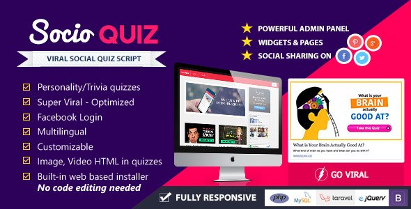 SocioQuiz - Viral Quiz website with Facebook login v1.1.1