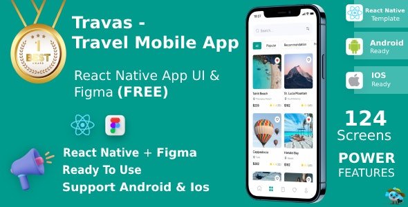 Traves v1.3 - Travel Mobile App - UI Kit - React Native