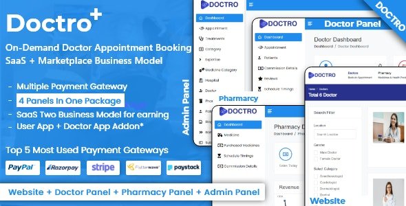 Doctro v10.0.0 - On-Demand Doctor Appointment Booking SaaS Marketplace Business Model - nulled