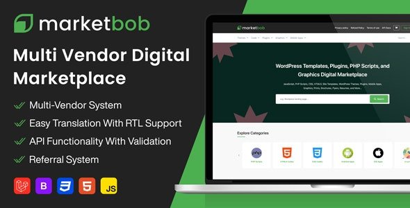 Marketbob v1.2 - Multi-Vendor Digital Marketplace - nulled