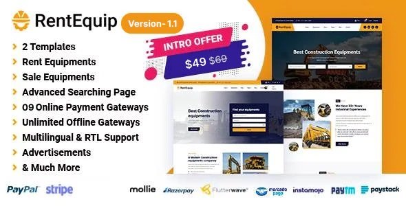 RentEquip v1.0 - Multipurpose / Equipment Rental Website