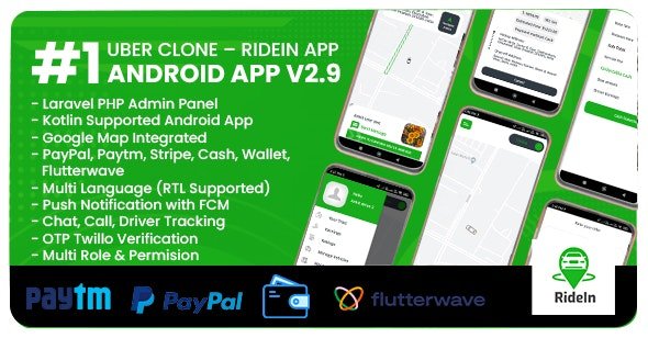 RideIn Taxi App v4.4 - Android Taxi Booking App With Admin Panel