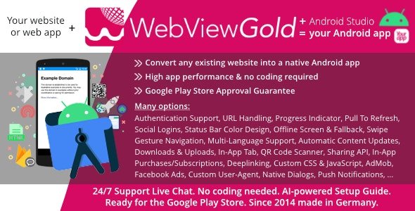 WebViewGold for Android v12.3 – WebView URL/HTML to Android app + Push, URL Handling, APIs & much more! - nulled