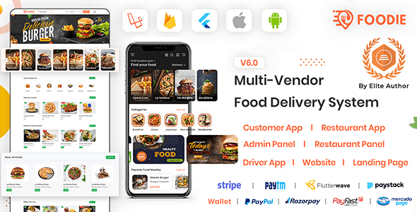 Foodie v4.1 - UberEats Clone - Food Delivery App - Multiple Restaurant Food Delivery Flutter App