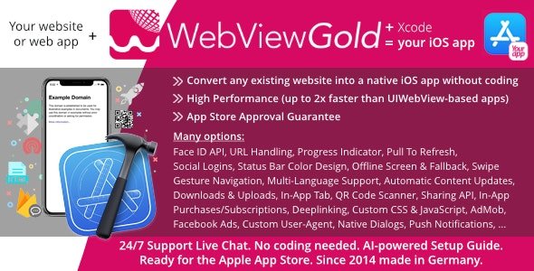 WebViewGold for iOS v13.0 – WebView URL/HTML to iOS app + Push, URL Handling, APIs & much more! - nulled