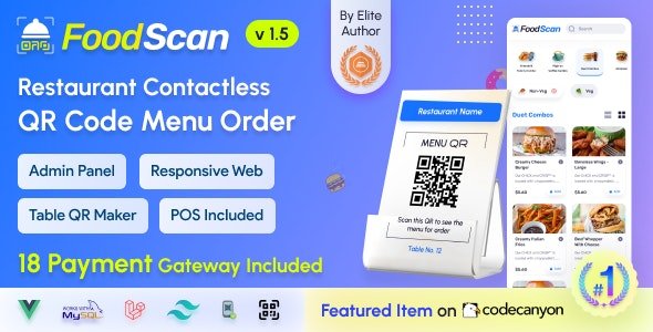FoodScan- Qr Code Restaurant Menu Maker and Contactless Table Ordering System with Restaurant POS - v1.6