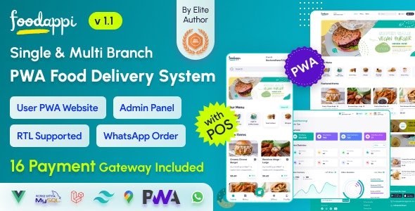 FoodAppi v2.5 - PWA Food Delivery System and WhatsApp Menu Ordering with Admin Panel - nulled